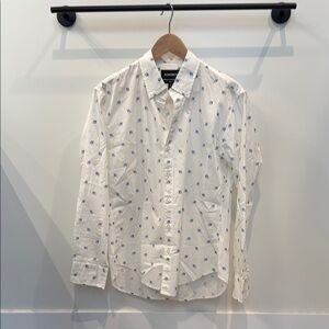 Bonobos White Casual Button Down Shirt with Subtle Print